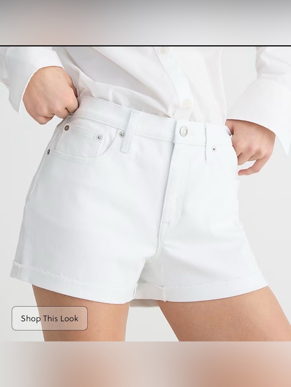J. Crew Jean Shorts Women's 28" Waist White Cuffed Denim Pockets 3 inch inseam